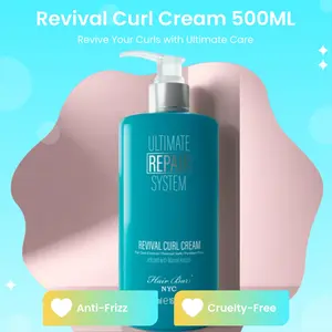 Hair Bar NYC Ultimate Repair System Revival Curl Cream 500ml Gel Haircare for Frizz Moisture Silky Curls with Marine Keratin