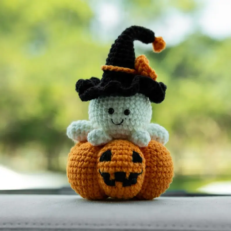 Halloween Pumpkin and Ghost Crochet Amigurumi – farm lover Handmade gift Decor Pumpkin home decor, Handmade Gift for Plant Lover