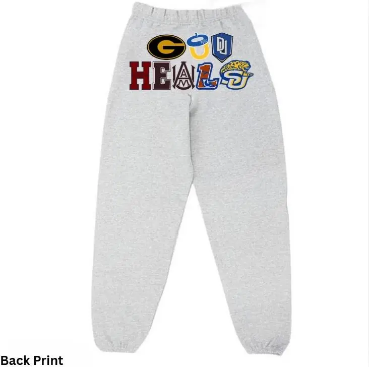 'GOD HEALS' COLLEGE FOOTBALL SWEATPANTS VER 4, Graphic Sweatpants, Streetwear Sweatpants, Unisex Sweatpants Casual Classic Sweatpants, gift for friend, for women, Cotton Graphic Casual Sweatpants