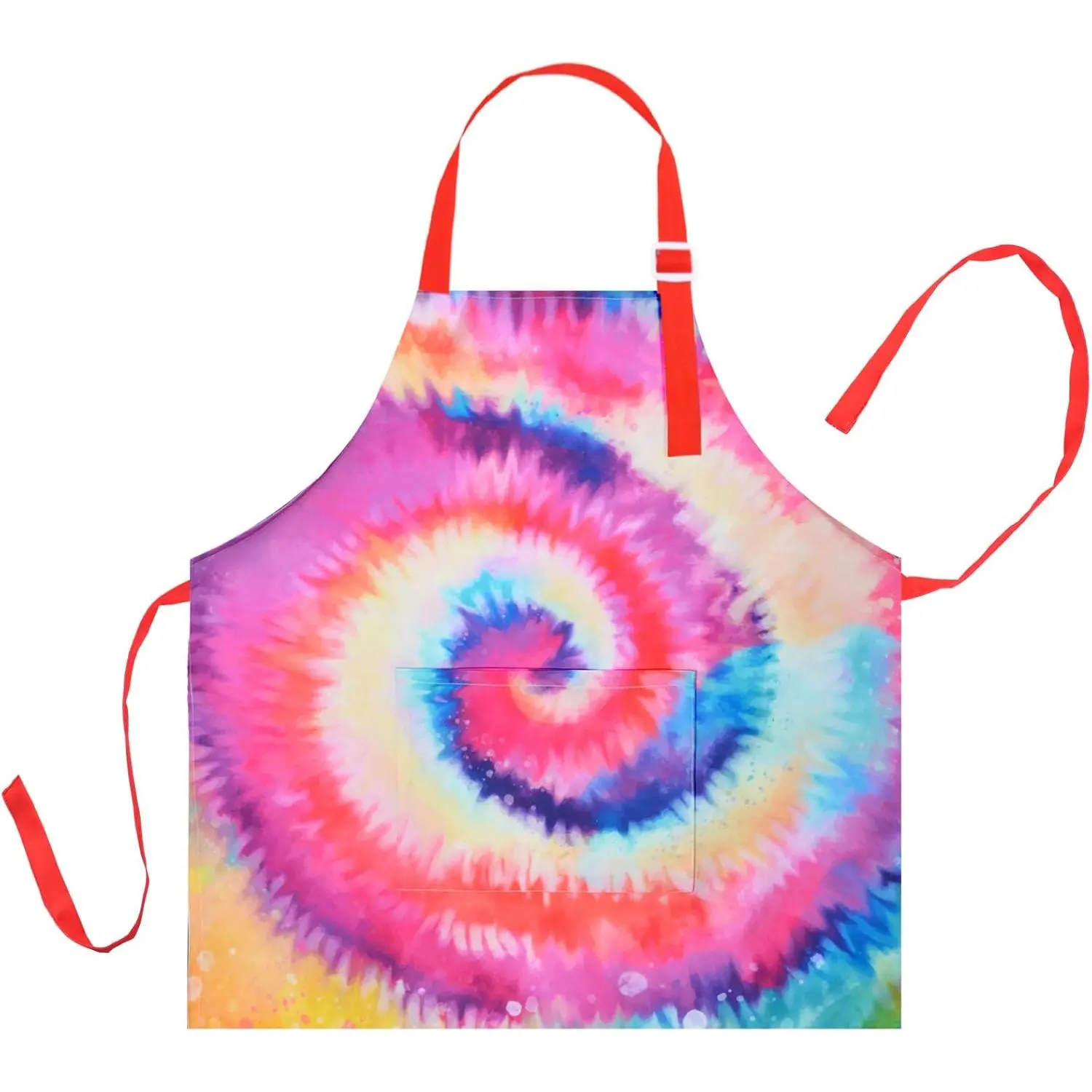Kids' Adjustable Cartoon Apron for Girls and Boys, Soft Cotton Blend Bib with Pocket for Cooking and Art, Fits Ages 3-12, Comfortable, Washable, Christmas, Hand, Strap, Kitchen, Small, Merry Christmas#2, Multifunctional, Cooking/Art, Sizes S/M
