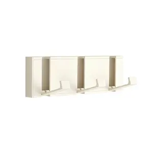 foldable hook Coat Rack Wall Mount with 3 Hooks Folding Creamy White for Bathroom Shower Entryway Closet Hideaway Hook for Hanging Towel Clothes Hat Purse Key Hanger 1 Pack