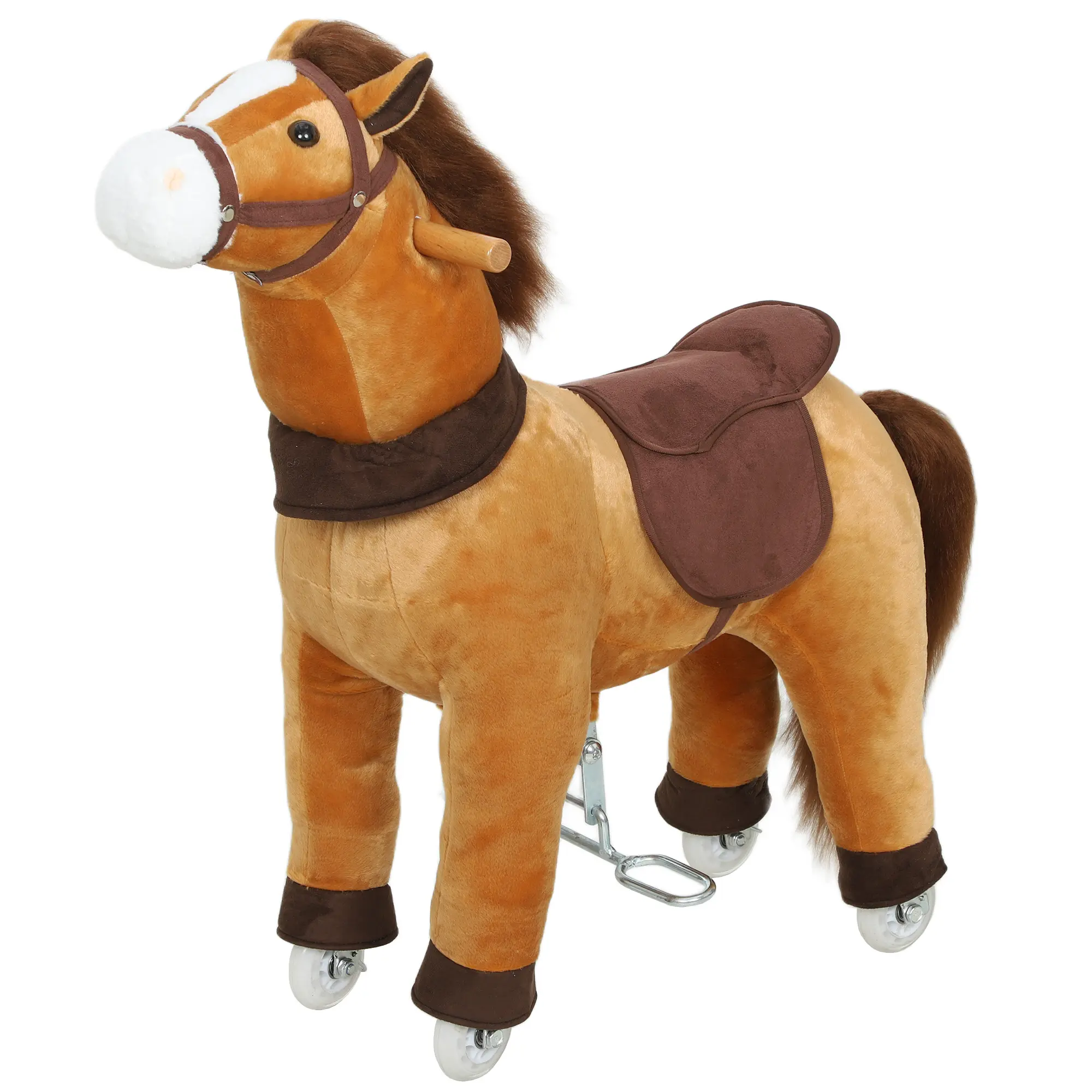 Ride on Horse, Plush Riding Pony for Ages 3-5, Walking Horse Animal with Wheels for Active Play, Dark Brown