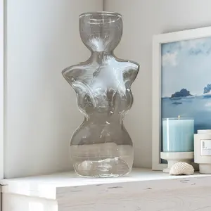 Creative Human Shape Clear Glass Vase, Transparent High-End Quality, Perfect for Dried Flowers/greenery, Home Decor, Essential for Style
