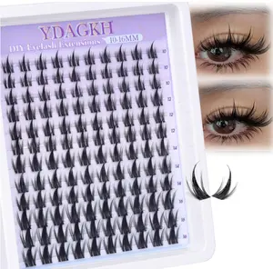 Anime Lash Clusters with Spikes Manga Eyelash Clusters Invisible Band Spiky Clusters Eyelash Extensions Natural Cluster Lashes Wispy 10-16mm DIY Lash Extension Clear Band Doll Individual Lashes 120Pcs