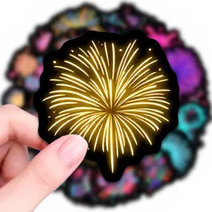 50 Sheets Colorful Neon Fireworks Stickers, Decal, Creative Vibrant Firework Material, Handmade Journal Decorations, Tablet & Skateboard Accessories, Decorative Stickers
