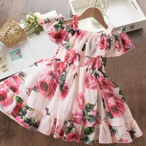 1-5 Years Toddler Clothes for Summer Baby Girls Dress for Floral A-line Print Dress Kids Birthday Party Princess Dresses