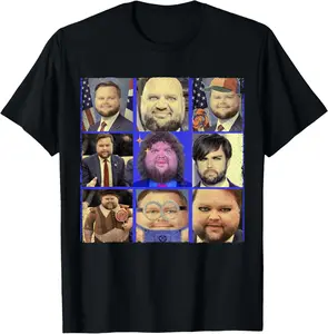 JD Vance Face Meme Funny JD Vance Retro Casual Short sleeve Cotton T-Shirt Classic Man