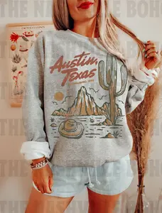 Austin Texas Cowboy Sweatshirt, Gildan Unisex Sweatshirt, Skeleton Sweatshirt, Texas Sweatshirt, Austin Sweatshirt, Texas Cowboy Sweatshirt