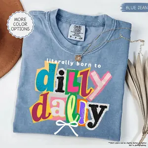 Comfort Colors Funny Dilly Dally Shirt Aesthetic Neon Turtle T-Shirt Trendy Retro Mushroom Graphic Tee Vintage Mental Health Gift for Her Minimalist Sarcastic Top Oversized Sunday Shirt 2026 Bloom Tee Support Slow Living