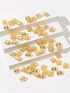 60PCS Dreadlock Hair Beads Kit, Metallic Gold Braid Rings, Hair Cuffs and Mini Claw Clips, Bohemian Punk Hip-Hop DIY Hair Accessories Set, Ideal for Festival Outfits, Daily Wear, Back-to-School Looks, Autumn Styling & Christmas Holiday Gifting