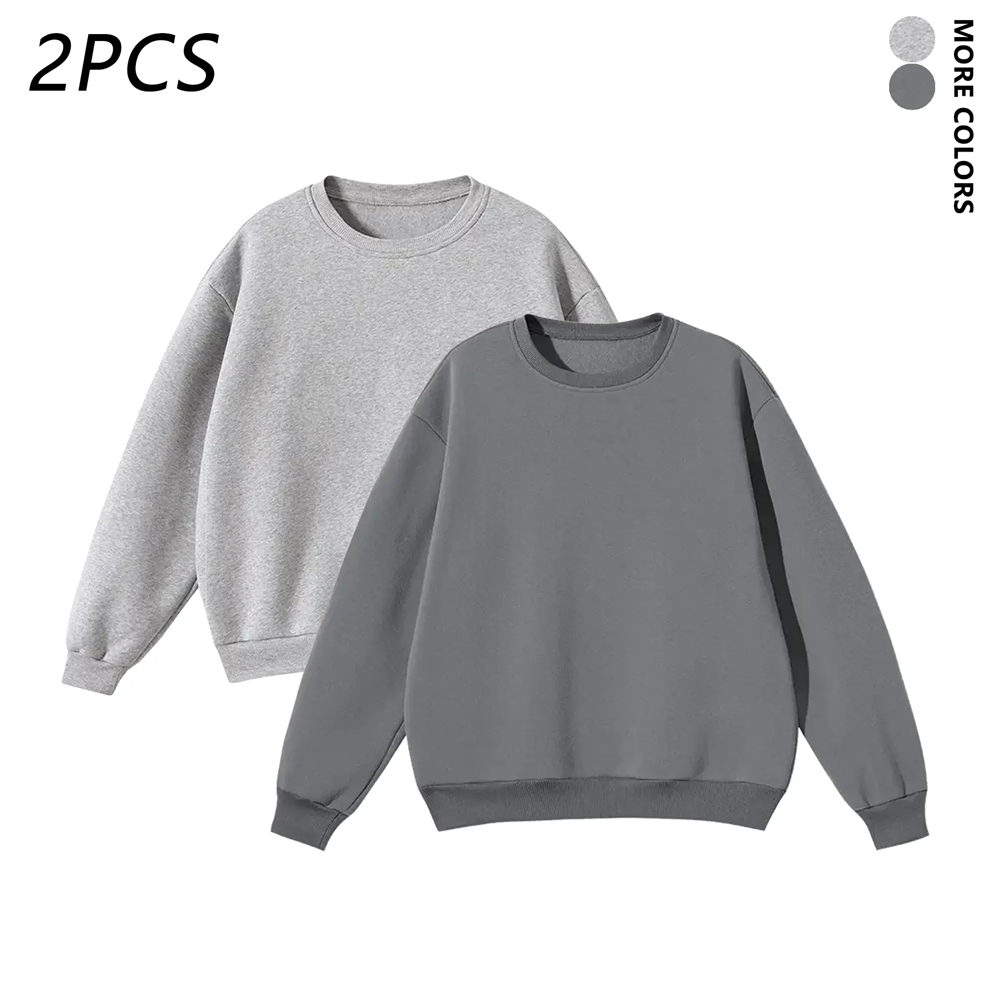 2-pack solid color crewneck sweatshirts, simple solid pullover tops, soft, skin-friendly, comfortable fabric, suitable for everyday street casual wear