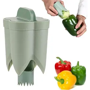 Pepper Seed Corer Remover Bell Pepper Corer Seed Remover Tool Jalapeno Pepper Cutter Deseeder 2 in 1 Fruit & Vegetable Coring Kitchen Gadget with Ergonomic Handle and Non-Slip Design - Utensils