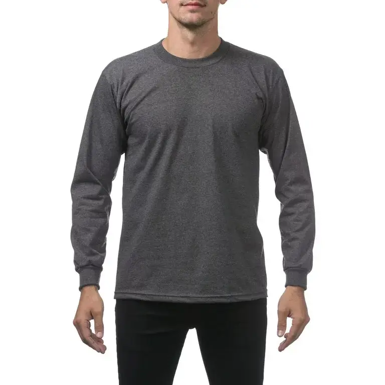 Pro Club Men's Heavyweight Long Sleeve T-Shirt Cotton Top Fabric Menswear Casual Classic Tshirt