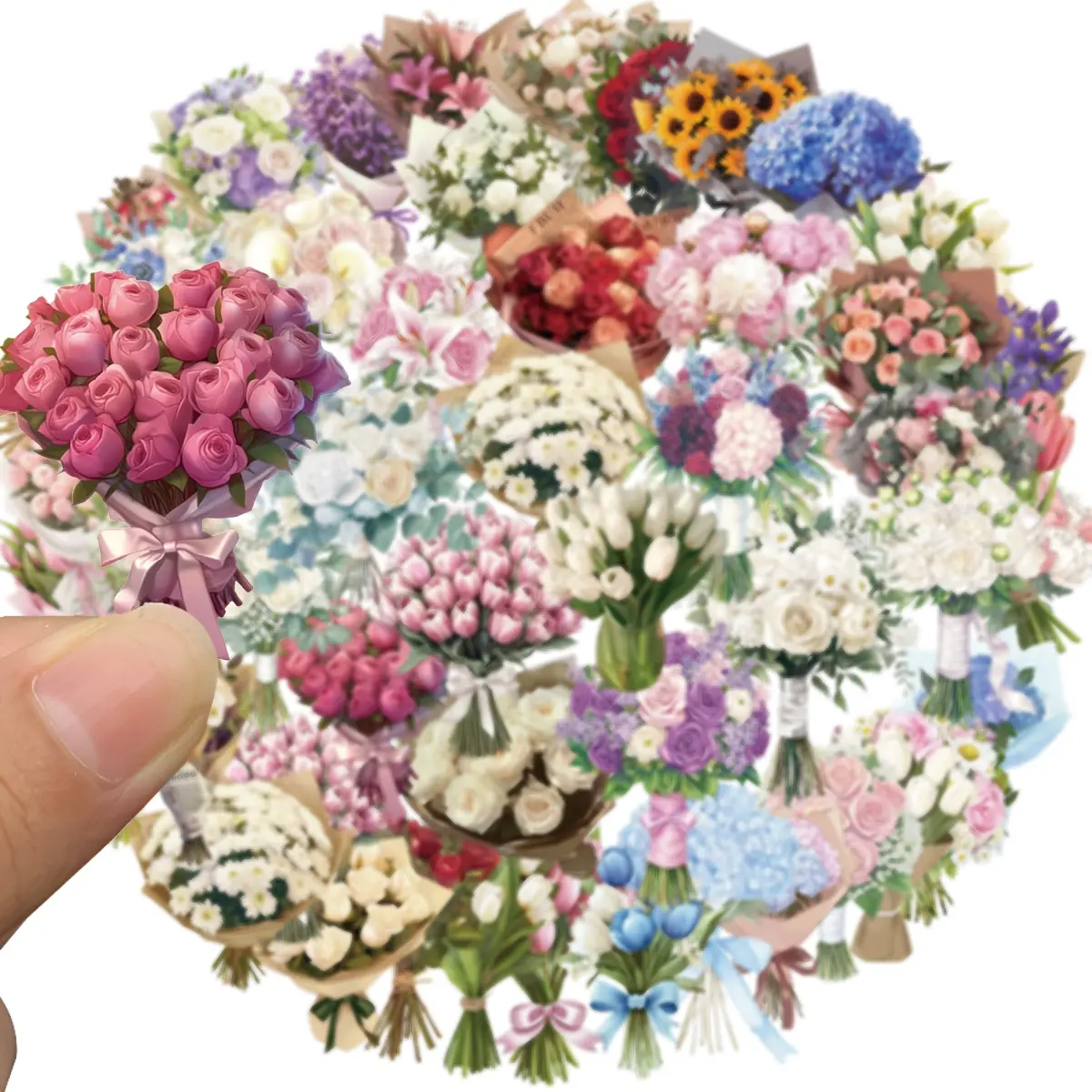 50 Pcs Flower Stickers Waterproof Floral Vinyl Stickers Decals Floral Pattern Sticker for Water Bottles Laptop Scrapbooking Journaling