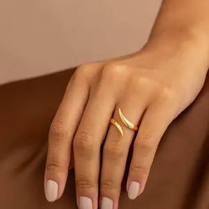 Adjustable Fitted Organic Ring - Gold C-Shape Expanding Ring, Delicate Design for Everyday Wear, Gold Rings, C-Shape Rings