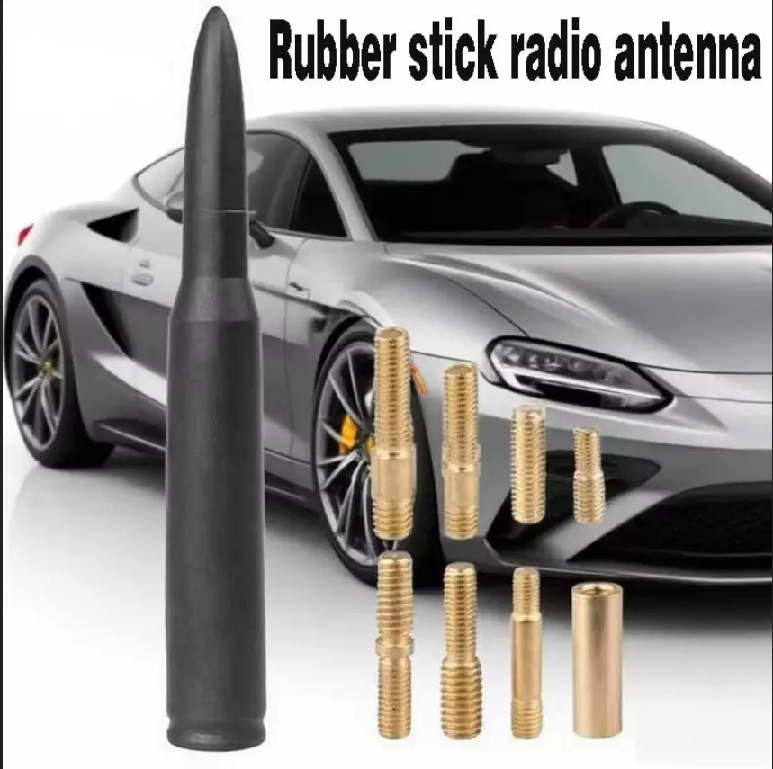 Aluminum Short Car Antenna Replacement, Cal-Designed with 9 Adapters for Easy Installation, Compatible with Chevy, Dodge, Jeep, Ford, Toyota, GMC, Nissan & More, Improves Vehicle Appearance for Motorcycles, Show Cars, Street Rods