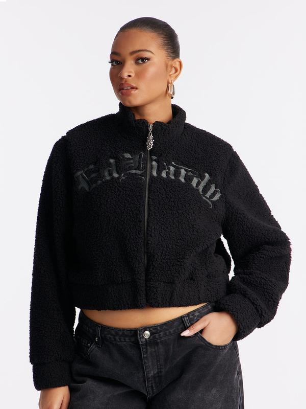 Eagle Skull Sherpa Jacket - Black