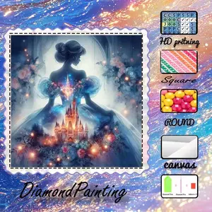 5D-DIY, advanced velvet canvas, diamond art, diamond painting, princess, castle, dreamy AB diamonds, fairy dust diamonds, crystal diamonds, perfect home decoration, handmade diamond art painting kit, special craft diamond art kit