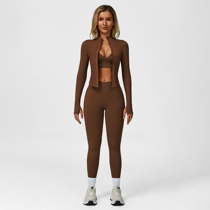 Women's Solid Criss Cross Crop Tank Top & High Waist Leggings & Zip Up Crop Jacket Tracksuit Set by MFVIM - Breathable Comfortable Outfits for Yoga, Gym, Workouts, Running, Yoga Wear, Workout Gym Clothing, Gym Sportswear, Casual Activewear Women's Solid Criss Cross Crop Tank Top & High Waist Leggings & Zip Up Crop Jacket Tracksuit Set by MFVIM - Breathable Comfortable Outfits for Yoga, Gym, Workouts, Running, Yoga Wear, Workout Gym Clothing, Gym Sportswear, Casual Activewear