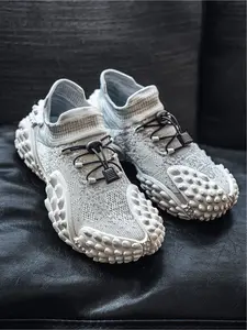 Men Women Durian Sole Knit Sock Sneakers, Breathable Thick Sole Dad Shoes, Non-Slip Slip-On Athletic Shoes for Outdoor Walking, Workout Sneakers, Stretch Knit Shoes
