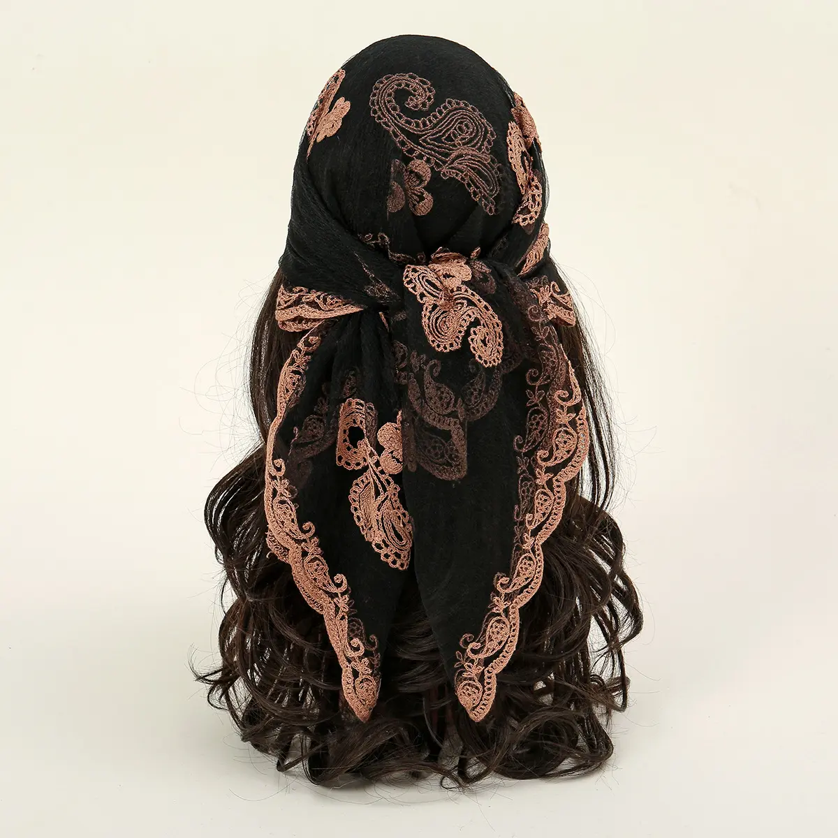 Fashion Shawl Wrap for Women, Vintage Paisley Floral Embroidered Sheer Mesh, Square Lace Scarf Head Wrap for Parties, Embroidery, Sheer Mesh Scarf, Boho Style Scarf, Party