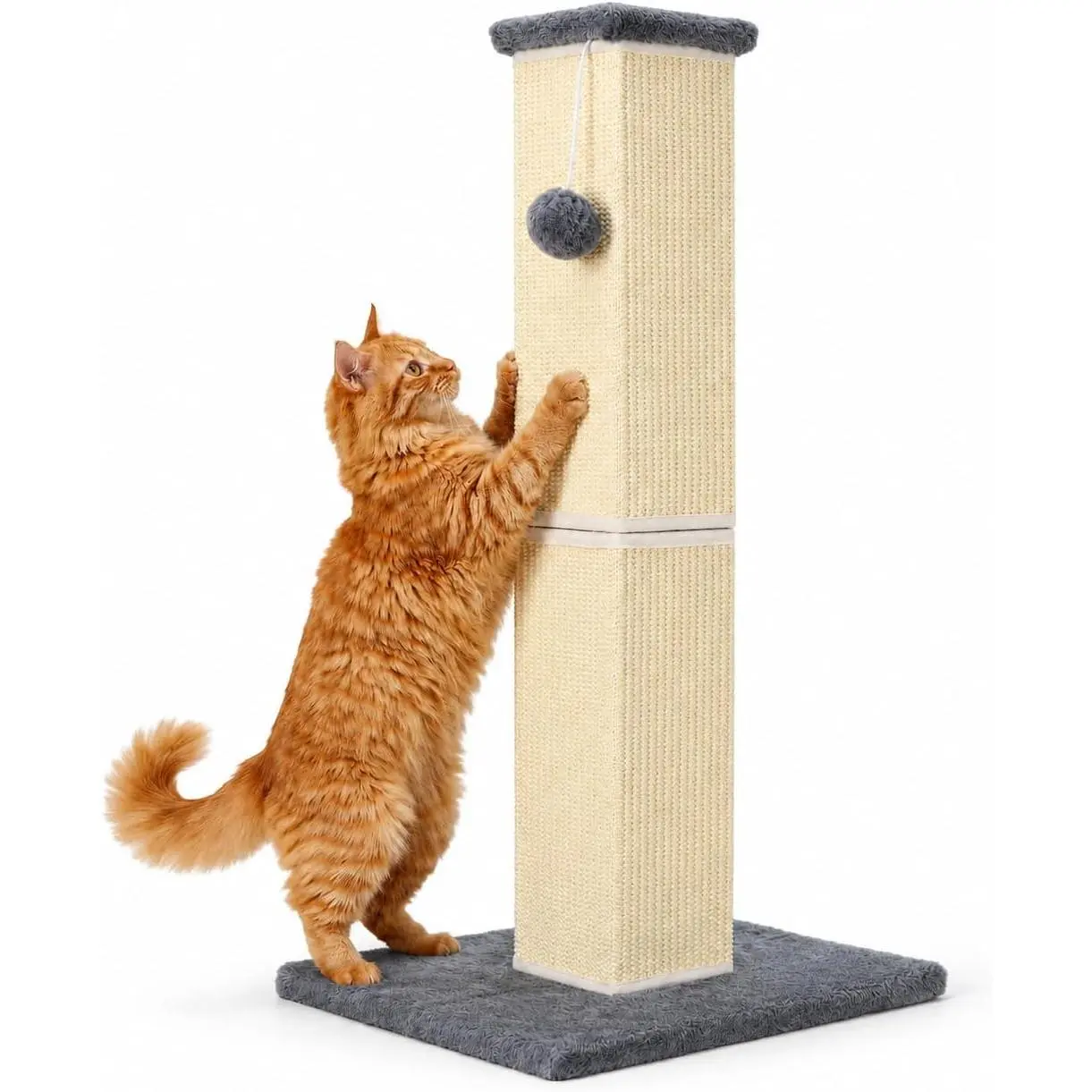 for Large Indoor Cats & Kittens,  Scratcher with   Base and  Sisal, Sturdy  Scratch  to Protect Furniture & Couch, Grey, 32 Inch