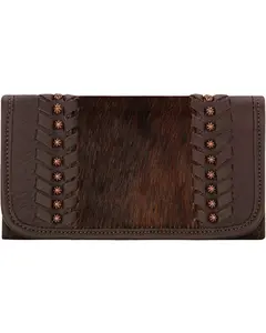 American West Women's Women'S Cow Town Chocolate Tri-Fold Wallet - 4138282