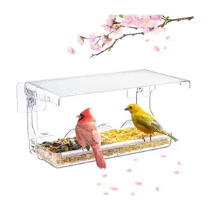 Clear Window Bird Feeder with Strong Suction Cups – Stick-On Outdoor Bird Feeder for Finch, Songbirds & Backyard Bird Watching