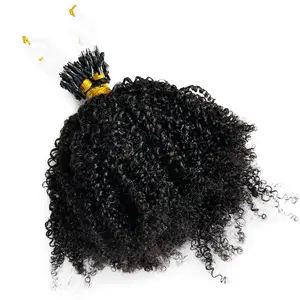 Afro Kinky Curly Microlink Human Hair Extension 4C Micro Ring Extensions Human Hair Micro Bead Human Hair Extensions 12-18inch