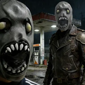 Creepy Alien Ogre Latex Mask Soft Breathable Natural Latex with Bulging Eyes Double Layer Sharp Teeth Perfect for Halloween party