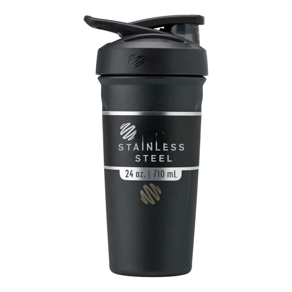 Sport Insulated Stainless Steel Shaker Bottle With Wire Whisk  24-ounce Black - Protein Shakes & Hydration For Athletes Fitness Enthusiasts Easy Mixing Keeps Drinks Cold Lockable Lid