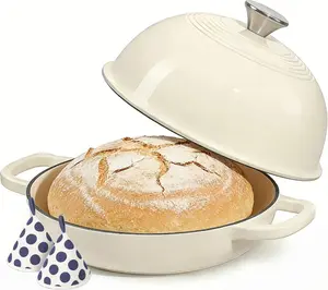 Enameled Cast Iron Dutch Oven 5.5 Quart with Lid Shallow Braising Pan Casserole Heat-resistant up to 500° F Bakeware Cooking Ceramic Baking Dish Baking Dish Set Dinnerware Lunch