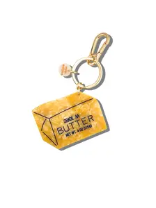 Hand-painted Butter Bag Charm + Keychain | Eco-Friendly