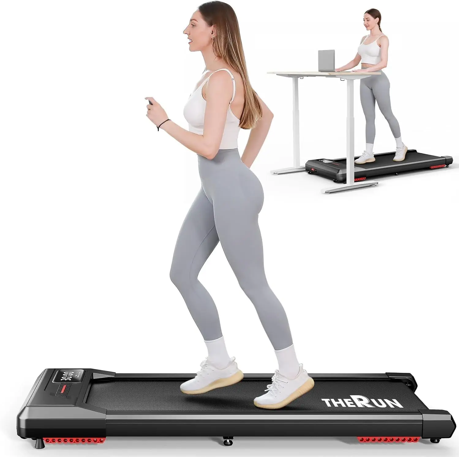 Walking Pad Under Desk, Portable Walking Pad Treadmill for Home | 2.5HP, 0.6-3.8MPH, 265LBS Weight, Portable, Remote Control, Adjust Speed,Easy to Use, 40" Running Belt, Smart LED Display