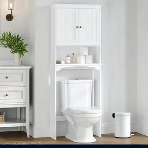 Over The Toilet Storage Cabinet with aAdjustable Shelf and Double Doors, Bathroom Space Saver