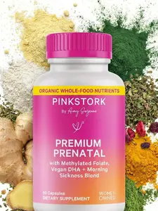 Pink Stork Premium Prenatal Vitamins for Women - with Probiotics + Digestive Health Blend - 1 Month Supply