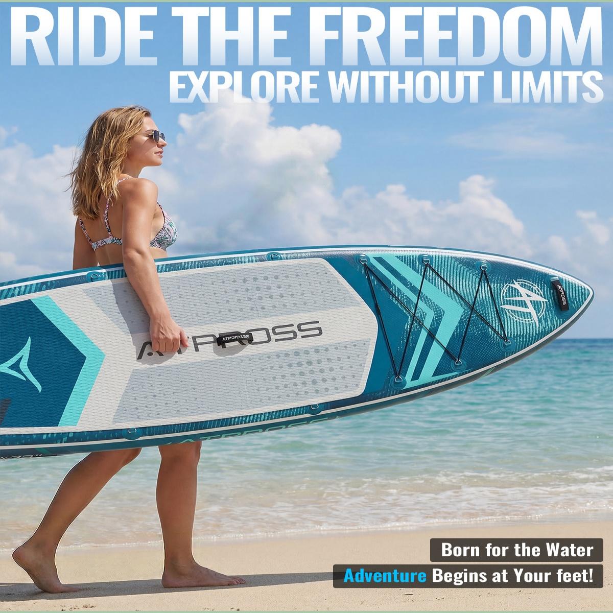 [Spring Glow Up] 11'6"×35" Inflatable Stand Up Paddle Board, 450LBS Capacity, Premium SUP with Kayak Seat for Paddling, Fishing, Yoga & Kayak, Wide Non-Slip Deck, Double-Ended Paddle, Two-Way Pump & Full Accessories