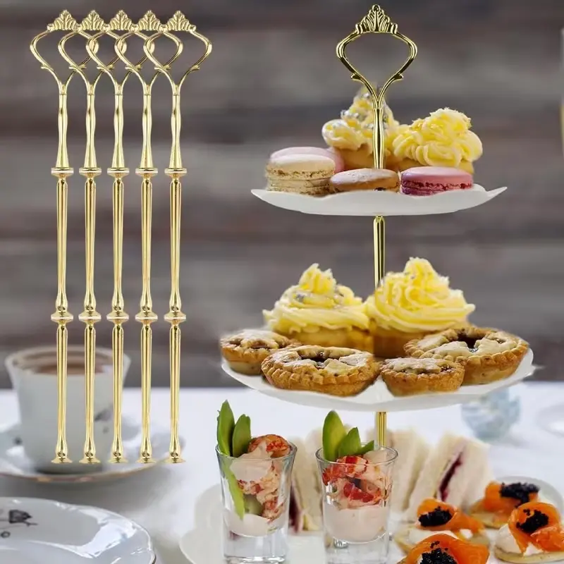 Of 5 Elegant Three-Tier Cake Stand Hardware Components, Including Stand, Washer, And Screw | Wavy Edge Design Suitable for Weddings, Birthdays, And Tea Parties - Sturdy, Non-Electric, Decorative Serving And Cake Display (Plate Not Included) ﻿  gear,summer