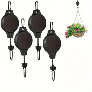 4pcs plant hook pulley, retractable plant hanger, easy-to-reach hanging flower basket for garden b