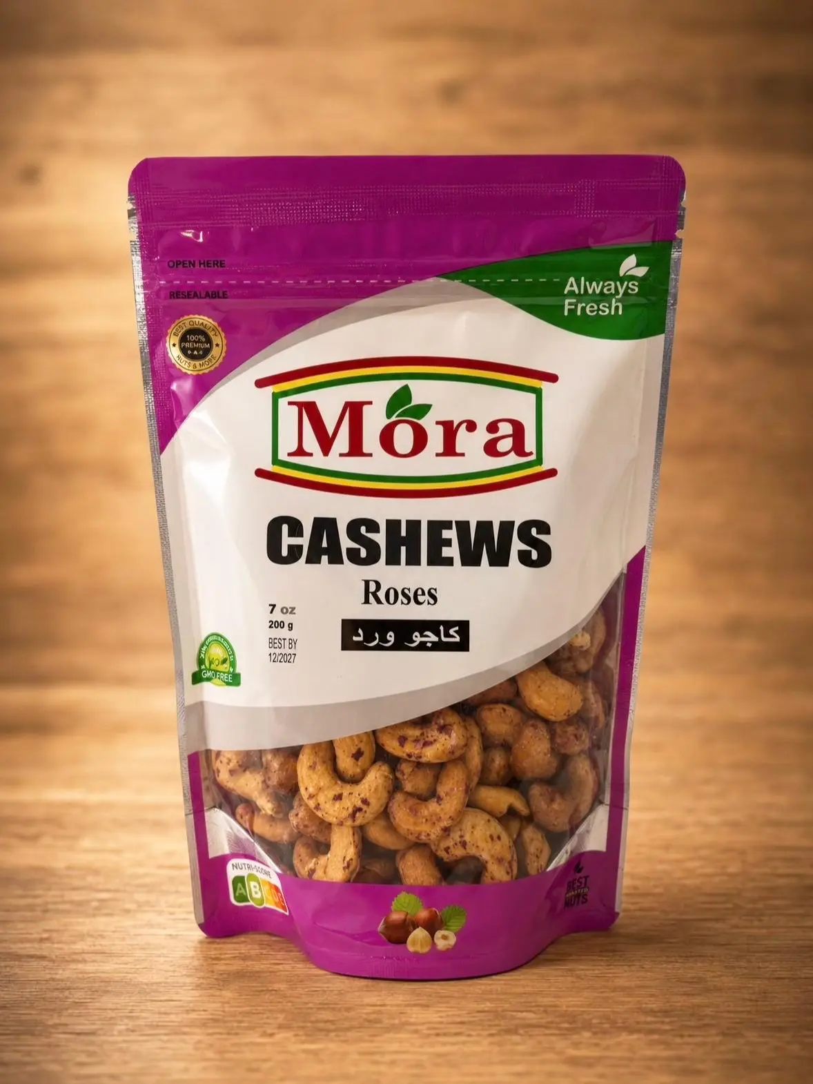 Mora Rose-Flavored Daily Fresh Roasted Cashews, Gourmet Snack Nuts for Daily Enjoyment
