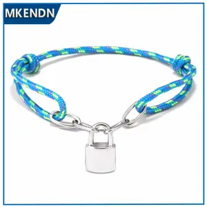 Camping 550 Paracord Lock Bracelet Handmade Jewelry Rope Bracelet Lovers Gifts for Men Women Wrap Metal Hooks