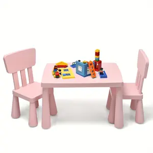 Children's Table and Chair Set, Toddler Activity Play Dining Table Study Desk, Baby Gift, Recommended for Children Aged 1-7, Pink