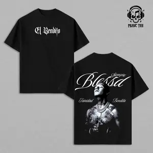 Blessd El Bendito Graphic Tee, Oversized Cotton T-Shirt, Latin Trap Reggaeton Music Streetwear Unisex Double Print Shirt