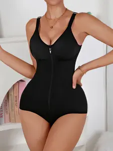SY Fajas 1 Count Women's High Stretch Plain Elegant Backless Thong Fitted Bodysuit Underwear Shapewear Tank Top With Bra, Tummy Control Colombianas Body Shaper, Full Body Shaping, Waist Trainer, Womenswear, Suitable For Various Occasions