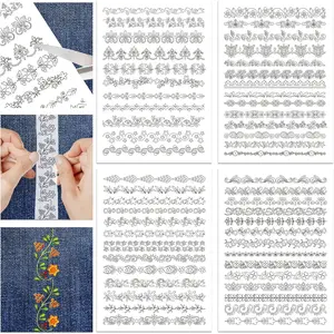 4 Sheets Retro Flower Lace Water Soluble Stabilizer for Embroidery 11.6x8.2 Inch Floral Stick and  Embroidery Patterns Embroidery Transfer Paper for Embroidery Beginners Lovers