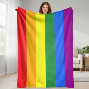 Rainbow Stripes Flannel Blanket Colorful Print Soft Warm Cozy Lightweight Fade Resistant Perfect for Sofa Bed Home Decor Outdoor Travel Gift