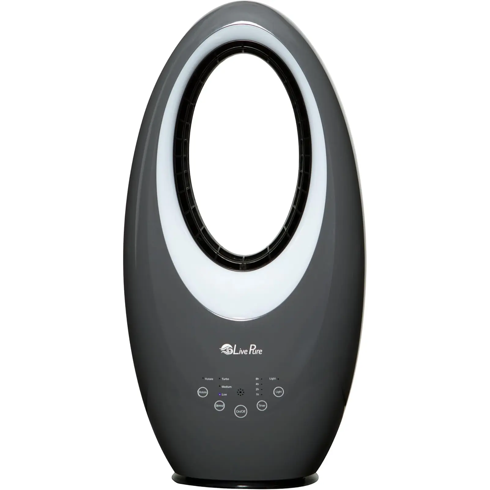 Livepure Bladeless Oscillating Fan W/Filter. 3-Speed Adjustment, Touch Control, Quiet Cooling Fan. Stand up Fan for Bedroom, Office, Kitchen. Graphite LivePure