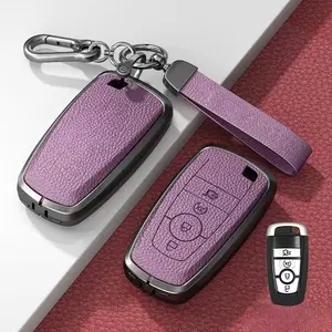 Zinc Alloy Car Remote Flip Key Fob Cover Case Shell Holder with Keychain, Designed for Ford Explorer Mustang Fusion Escape F Series