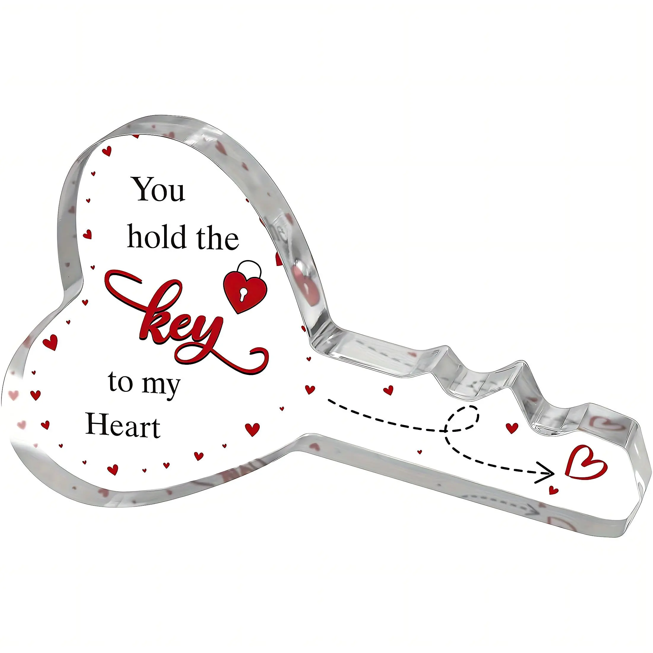 Acrylic Key Shaped Gift, 1 Count Romantic Desktop Decor, Novelty Desk Decor, Unique Home Decor Gifts for Him & Her, Perfect Anniversary & Birthday Surprise for Boyfriend, Girlfriend