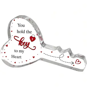 Acrylic Key Shaped Gift, 1 Count Romantic Desktop Decor, Novelty Desk Decor, Unique Home Decor Gifts for Him & Her, Perfect Anniversary & Birthday Surprise for Boyfriend, Girlfriend
